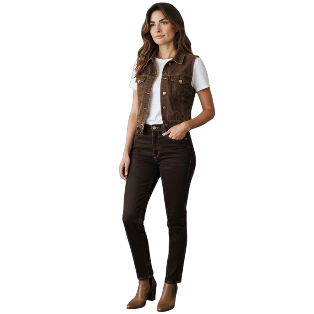 Rock & Republic Skinny Jeans 12 Bronze Foil Coated Black Denim Rocker